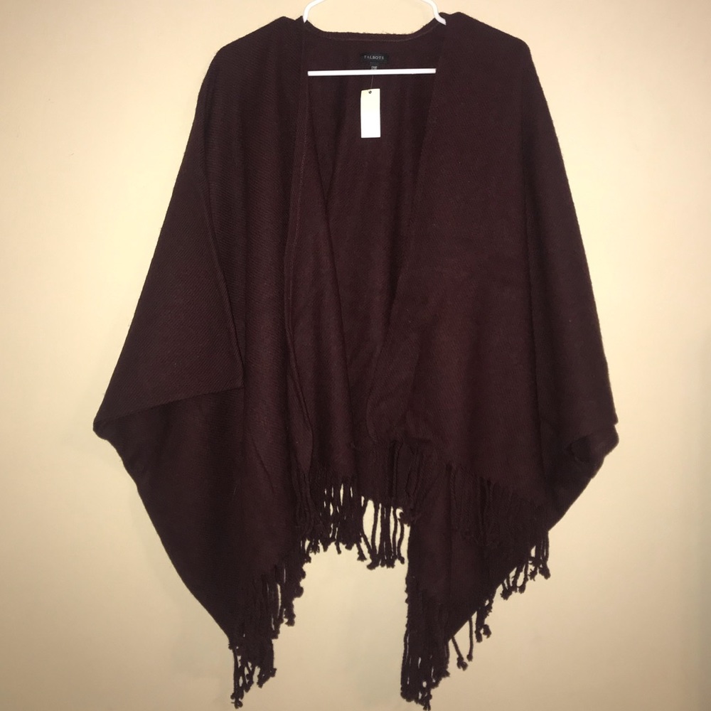 NWT Talbots poncho shawl fringe sweater cardigan